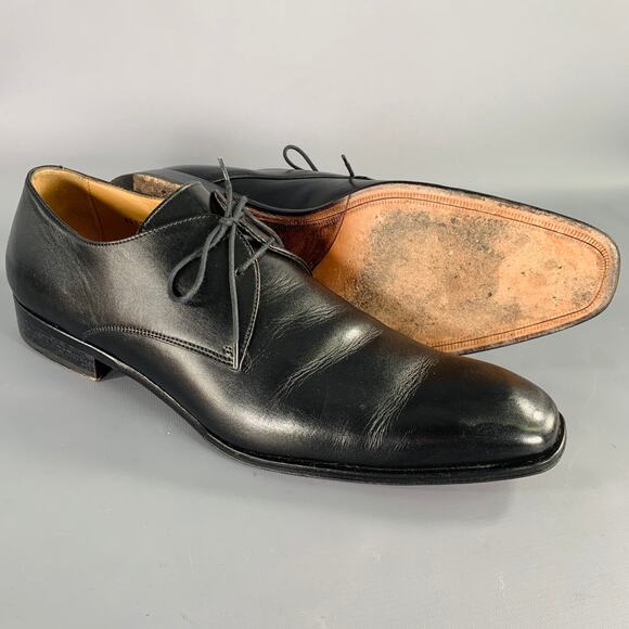 BARNEY\'S NEW YORK Size 13 Black Leather Derby Lace-Up Shoes main image 6